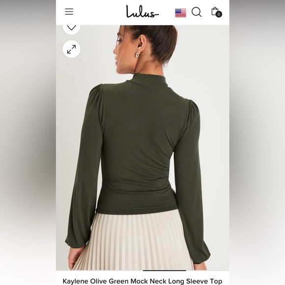 Lulu’s Kaylene Olive Green Mock Neck Long Sleeve Top— Size XL— NWT - Picture 3 of 6